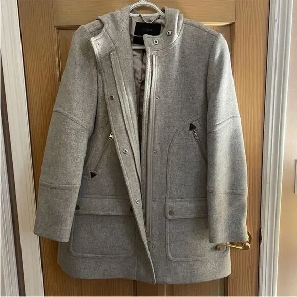 J. Crew Chateau Parka Stadium Italian Wool Coat SZ 4 - Picture 5 of 9